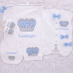 6pcs HRH Crown Royal Blanket Set - Light Blue/Silver or Gold