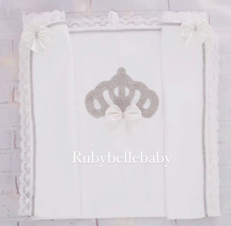 Princess Crown Bling Blanket - White
