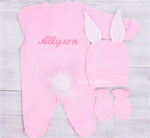 3pcs Bunny Baby Romper Set - Pink