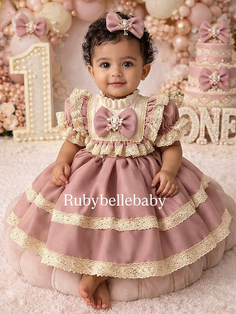 Vintage Pink Lace Baby Dress
