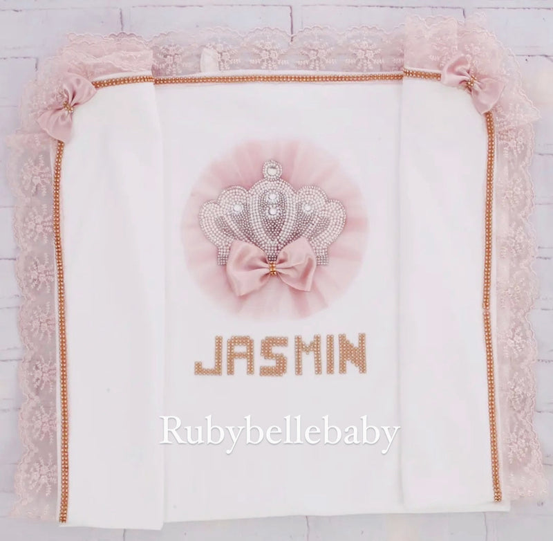 Jewel Crown Bling Blanket - Blush