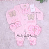 5pcs Personalized Newborn Baby Butterfly Layette Set – Pink