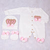 3pcs Wings HRH Crown Baby Girl Clothing Set - Pink/Gold/Silver