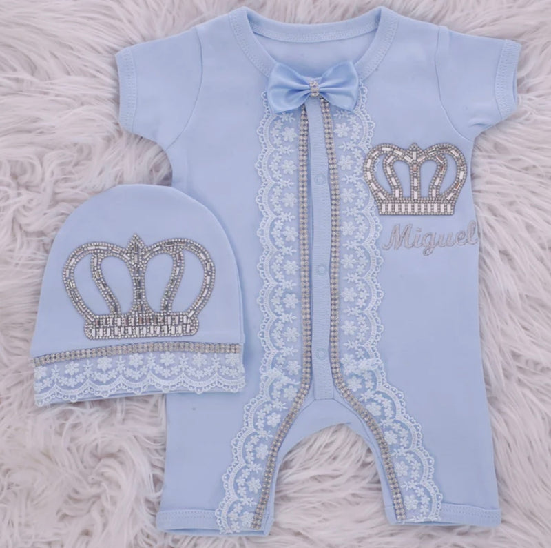 2pcs Kaden Short Sleeve Baby Romper Set - Light Blue