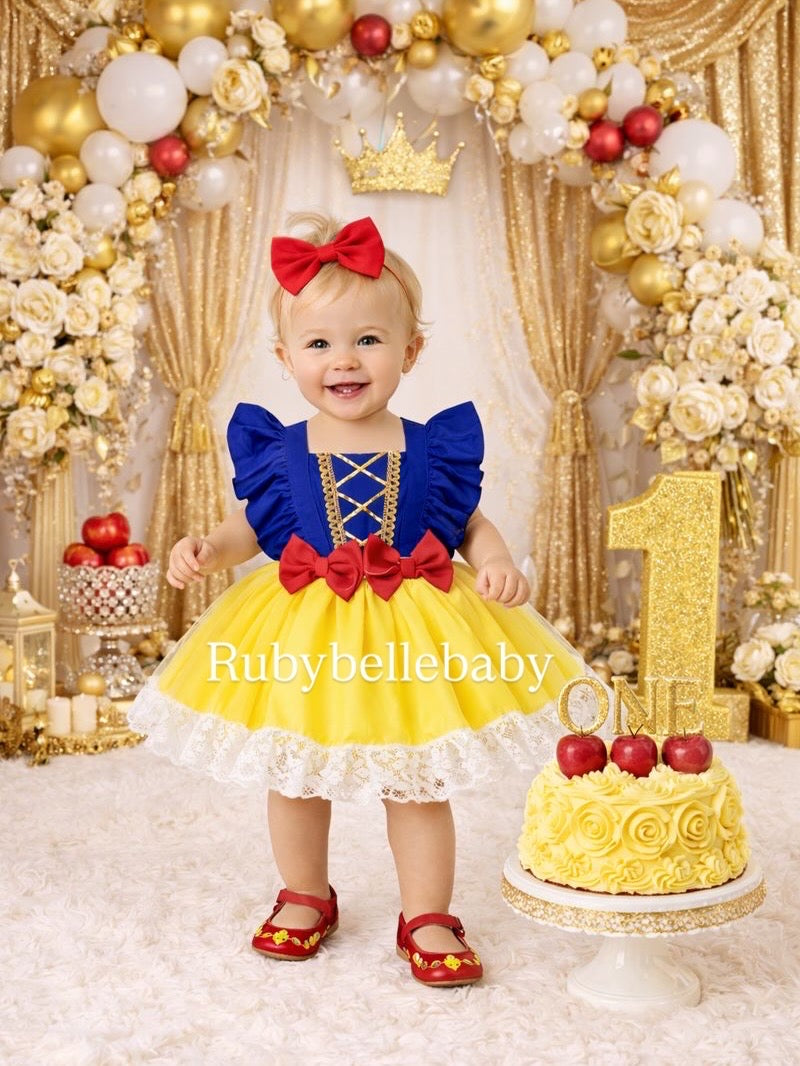 First Birthday Princess Dress • Blue Bodice, Yellow Tulle Skirt 9yrs