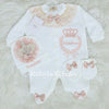 3pcs Jewel Crown Baby Girl Outfit -  Blush