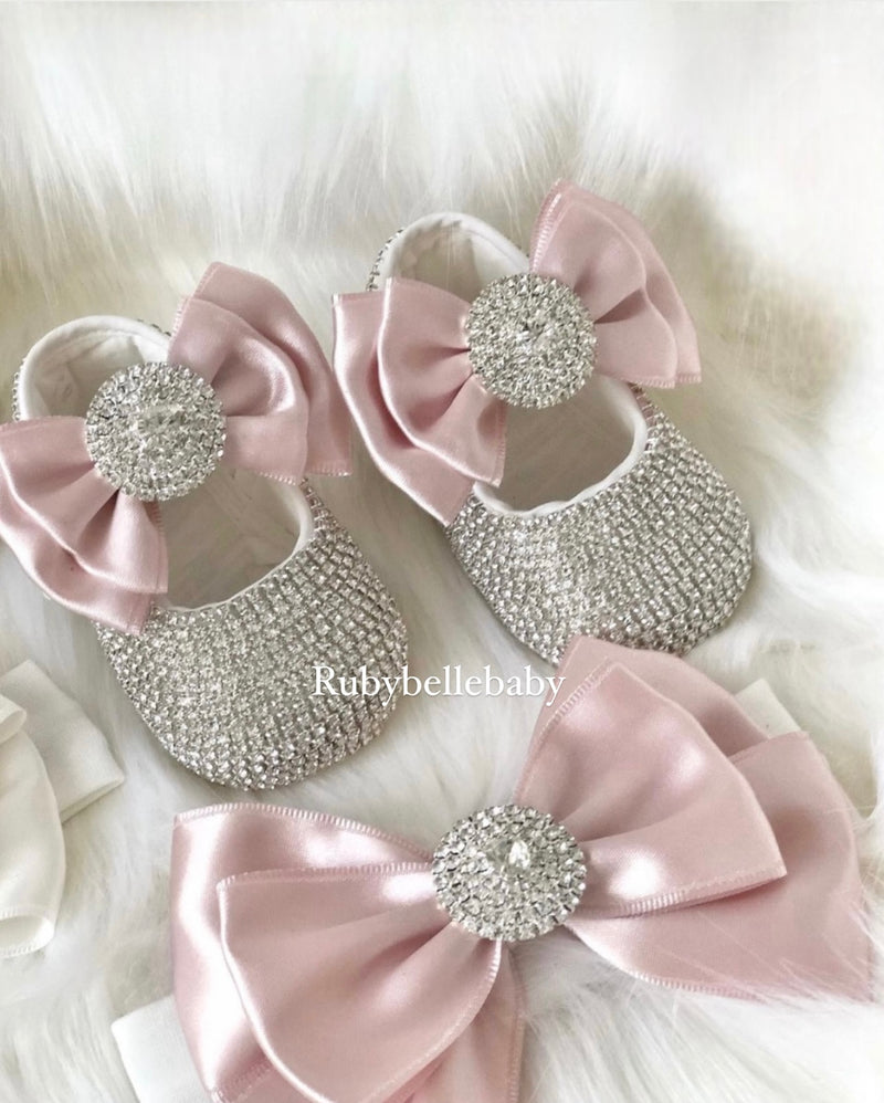 Bling Baby Girl Roundt Shoe Set - Blush