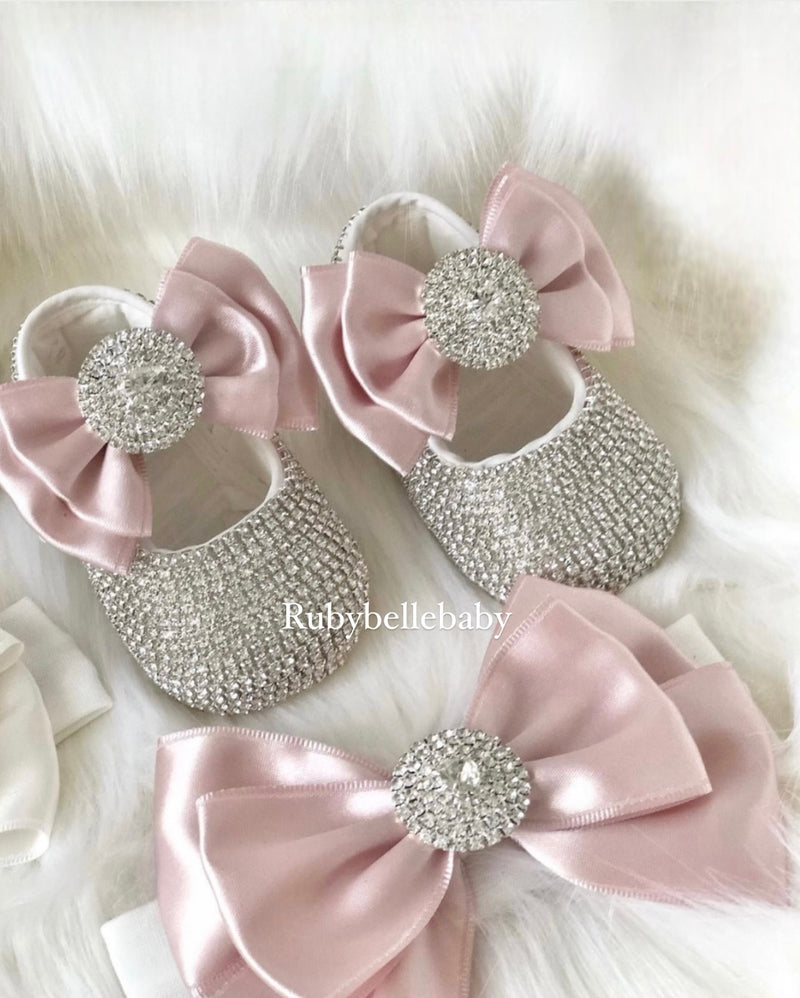 Bling Baby Girl Roundt Shoe Set Blush