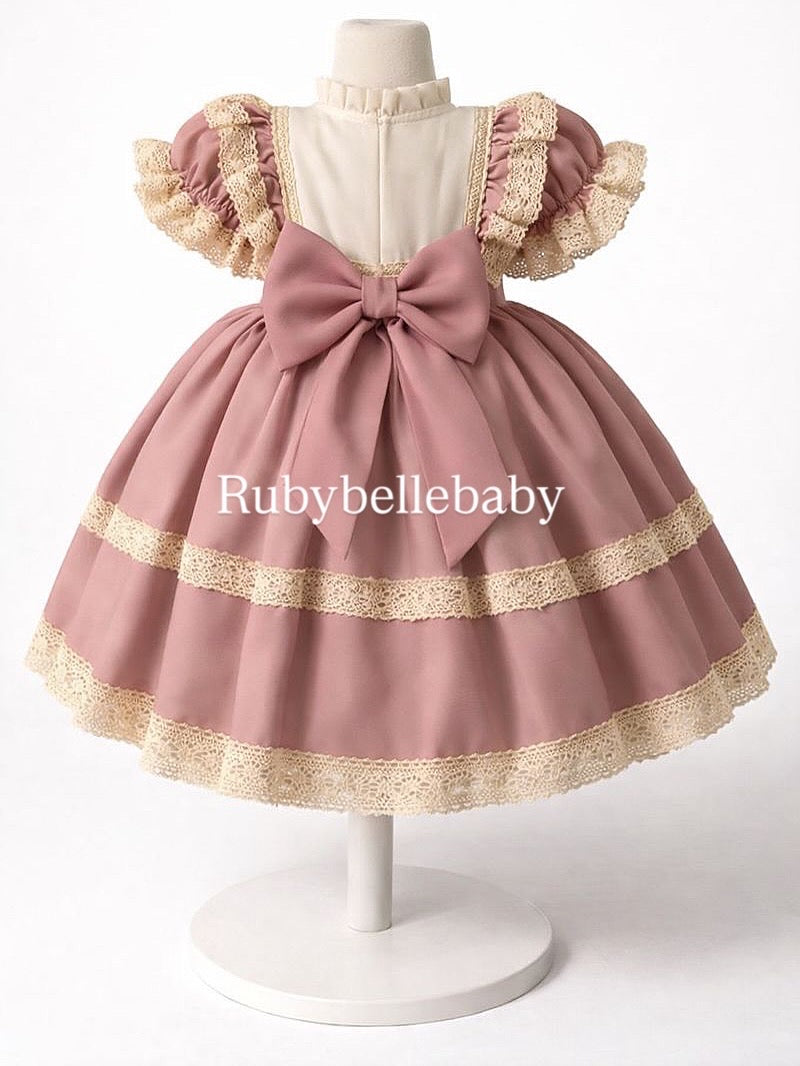 Vintage Pink Lace Baby Dress | Victorian First Birthday Outfit RUBYBELLEBABY Vintage Pink Lace Baby Dress | Victorian First Birthday Outfit RUBYBELLEBABY