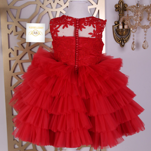 Millie Lou Long Train Dress - Red