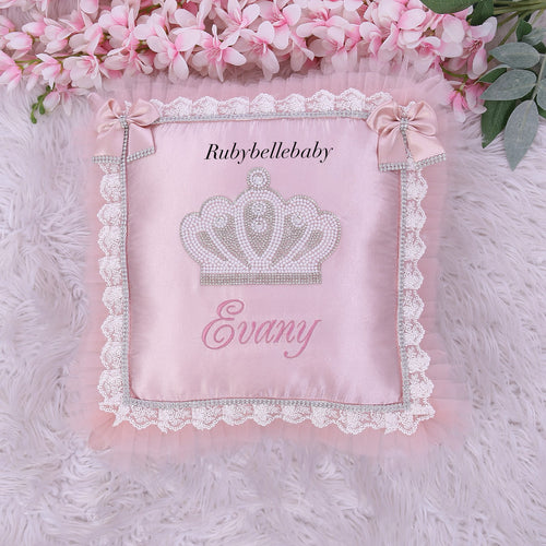 Jewel Crown Baby Girl Pillow - Blush