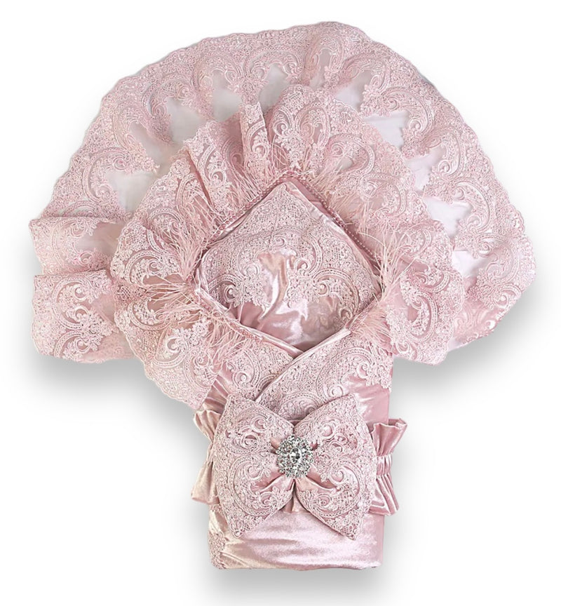 Luxury Feather Lace Swaddle - Blush