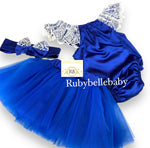 Amiera Baby Lace Romper Tutu Skirt Set - Blue