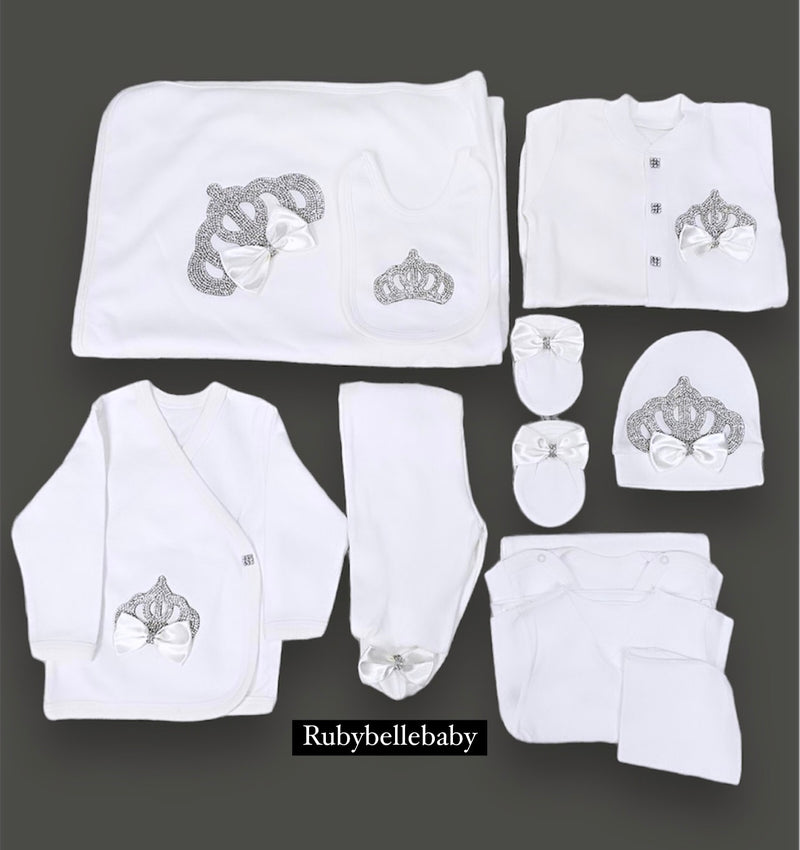 10pcs Newborn Baby Girl Outfit - White