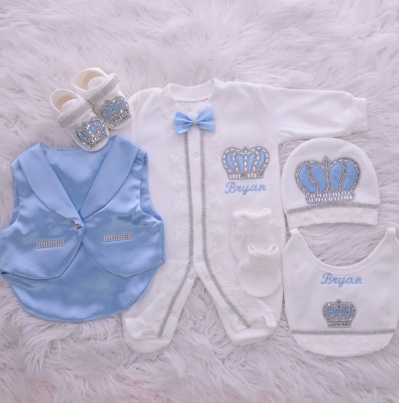 6pcs HRH Crown Royal Tux Set - Light Blue/Silver or Gold