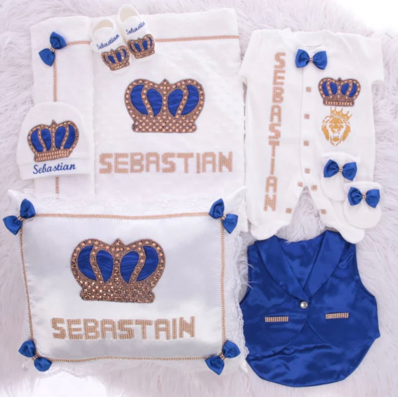 7pcs HRH Crown Lion Design Set - Royal Blue/Gold