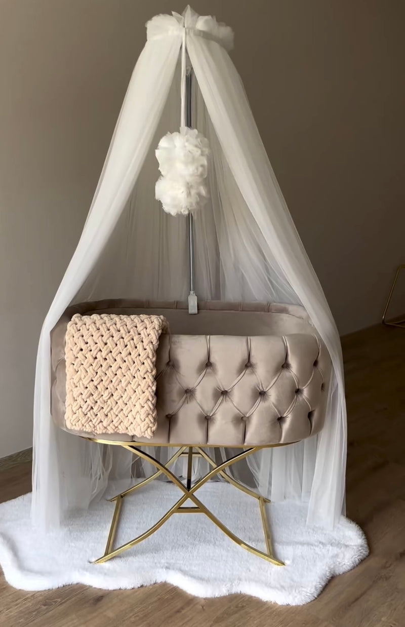 Luxury Oxford Velvet Bassinet With X Stand