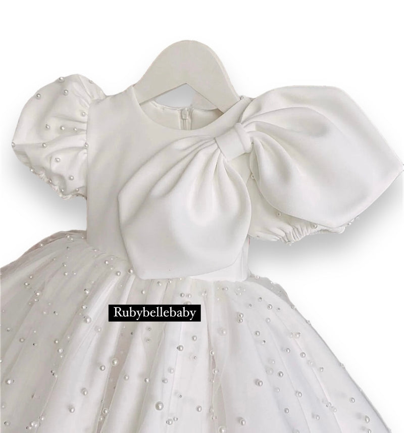Ayana Pearl Christening Baptismal Dress - White