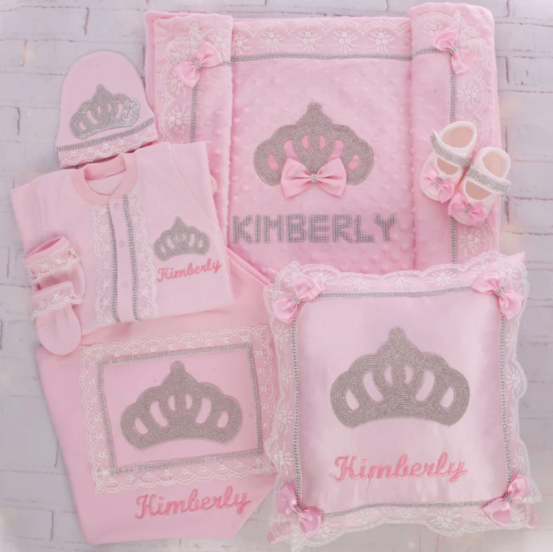 7pcs Princess Crown Baby Set - Pink