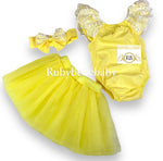 Amiera Baby Lace Romper Tutu Skirt Set - Yellow