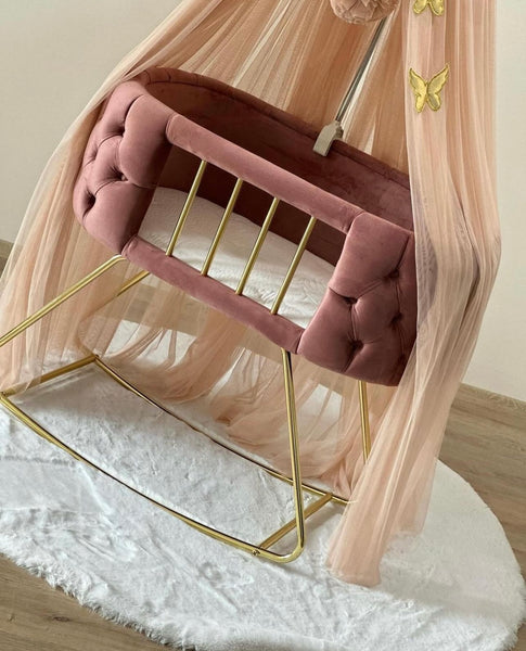 Luxury Velvet Melbourne Bassinet with Rocking Stand – RUBYBELLEBABY