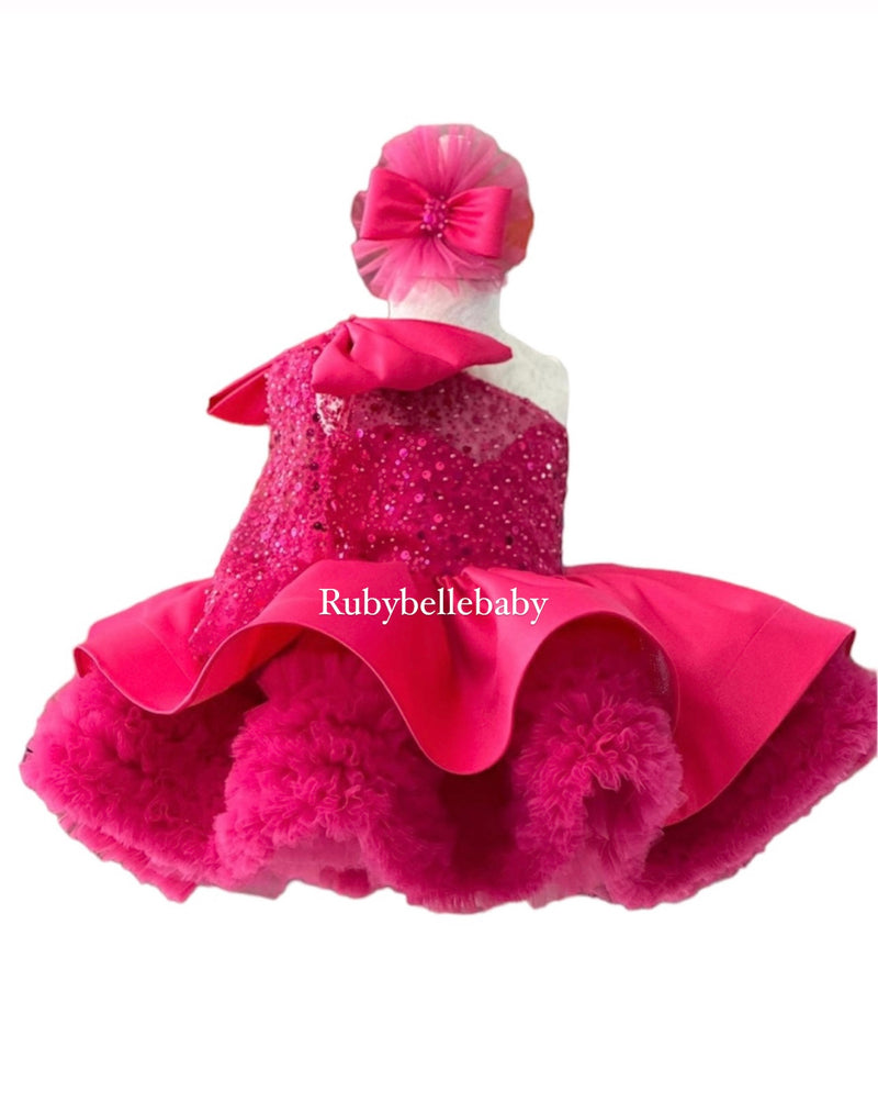 Zadelle Beaded Sequin Dress - Fuchsia Pink