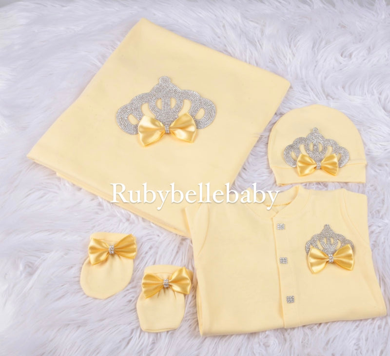 4pcs Princess Crown Set - Yellow/Silver