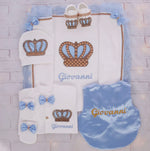 6pcs HRH Crown Baby Boy Set - Light Blue/Gold