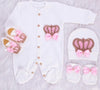 4pcs HRH Crown Baby Outfit - Pink/Silver or Gold