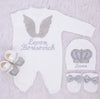 4pcs HRH Crown and Wings Set - White/Grey