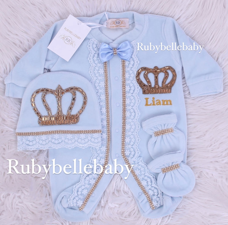 3pcs Infant Boy Outfit Set - Blue