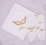 4pcs Baby Blanket Wings Set - White/Gold