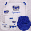 6pcs HRH Crown Royal Blanket Set - Blue/Silver or Gold