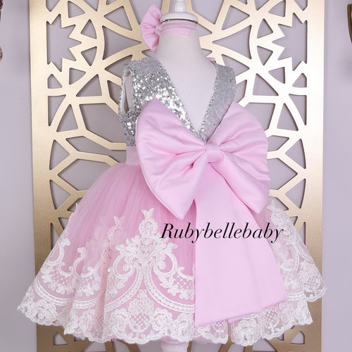 Vienna Sequin Girls Party Dress - Pink
