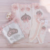 6pcs Princess Crown Velvet Blanket Set - Blush Pink