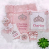 6pcs Princess Crown Velvet Blanket Set - Blush Pink