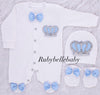 3pcs HRH Crown Baby Boy Outfit - Light Blue