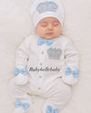 3pcs HRH Crown Baby Boy Outfit - Light Blue