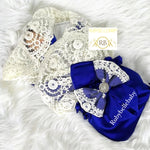 Silk Satin Lace Baby Swaddle - Royal Blue