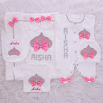 6pcs Princess Crown Baby Girl Outfit - Fuchsia Pink