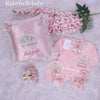 5pcs Jeweled Crown Velvet Pillow Set - Blush