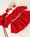 Maya Beaded Waist Baby Girl Dress - Red