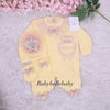 3pcs Jewel Crown Baby Girl Bling Outfit - Yellow/Blush