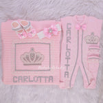 6pcs Jeweled Crown Wool Blanket Set - Pink