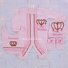 3pcs HRH Crown Baby Girl Wings Newborn Coming Home Outfit - Pink