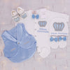 5pcs Bling Crown Take Me Home Baby Boy Tux Outfit - Light Blue