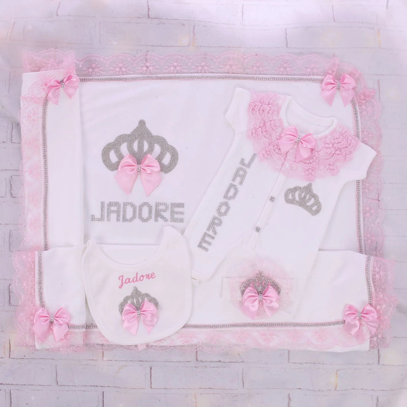 4pcs Princess Crown Summer Set - Pink