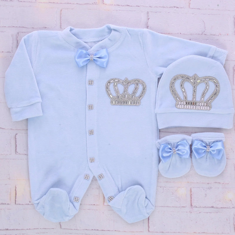 3pcs Infant Boy Outfit - Light Blue