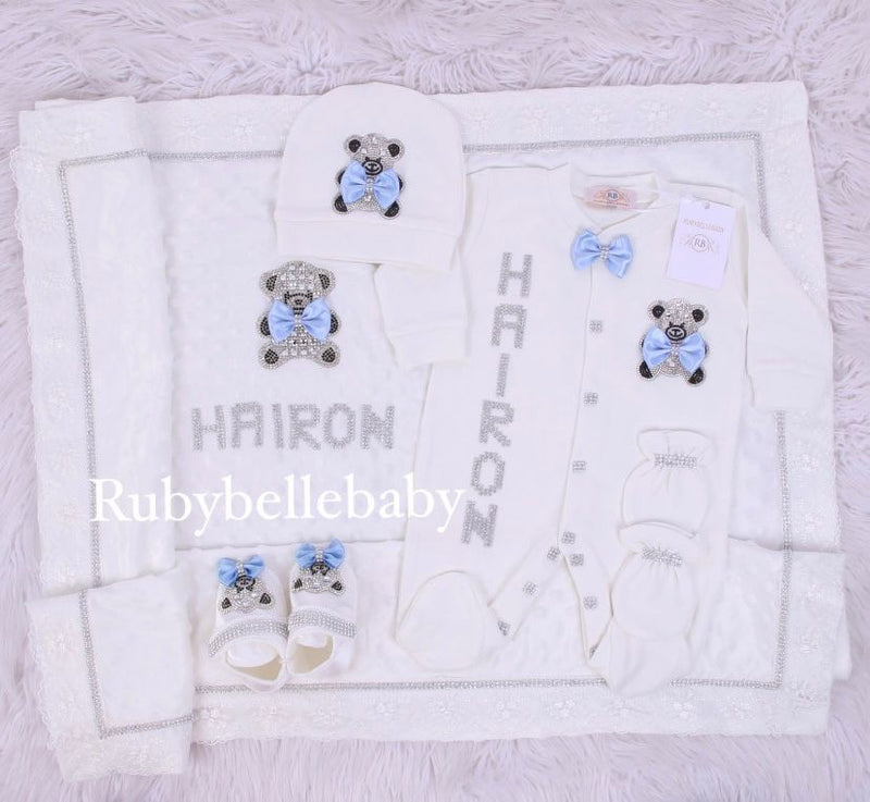 5pcs Teddy Set - White/Blue