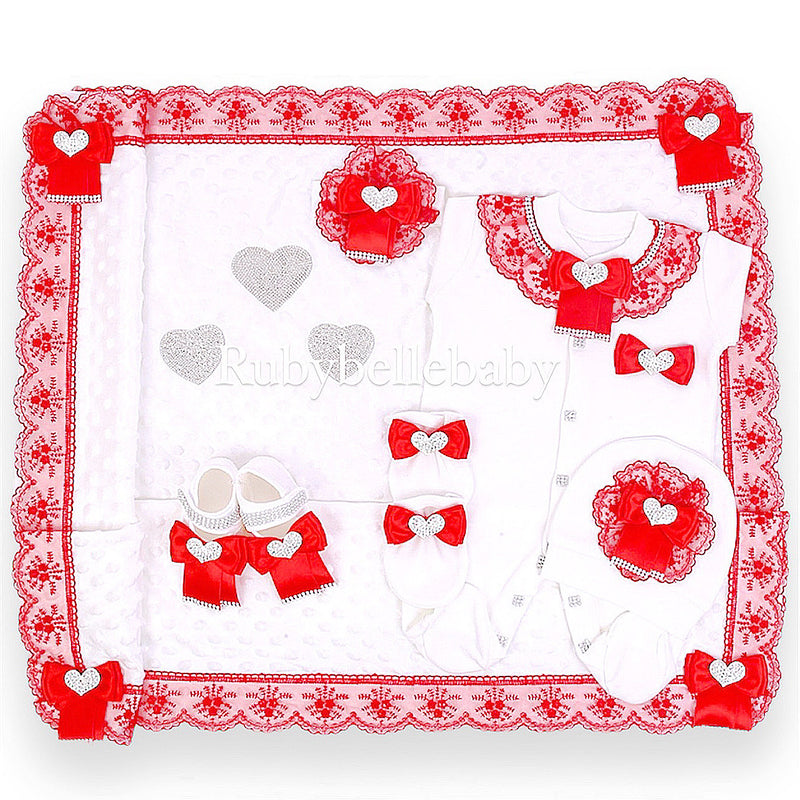 6pcs Heart Design Set - White/Red